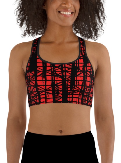 Smeared Ink Abstract Sports Bra padded supportive