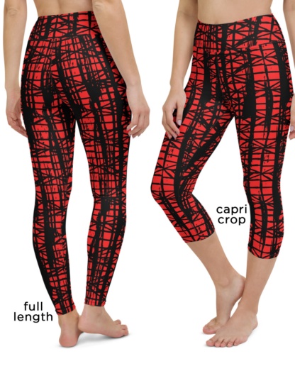 red Smeared Ink Abstract Yoga Leggings