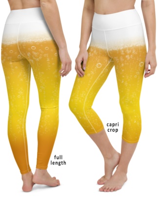 Bubbles & Foam Beer Yoga Leggings party pants yellow