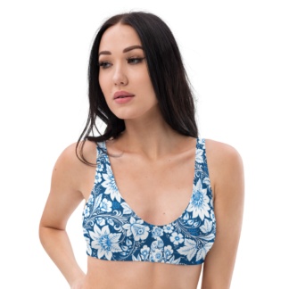 Porcelain Blue Floral Recycled High-Waisted Bikini Top