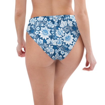 Porcelain Blue Floral Recycled High-Waisted Bikini Bottom
