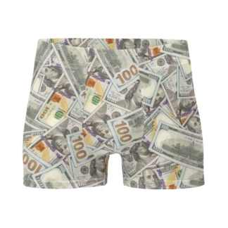 100 Dollar Bills Money Boxer Briefs Underwear Currency Bling Rich