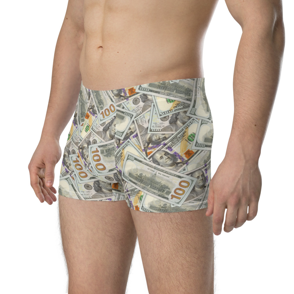 Brief Insanity Men's Boxer Shorts Underwear Money 100 Dollar Bills Print