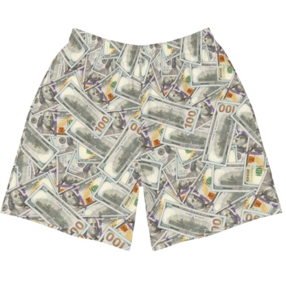 100 Dollar Bills Money shorts men Currency Bling Rich