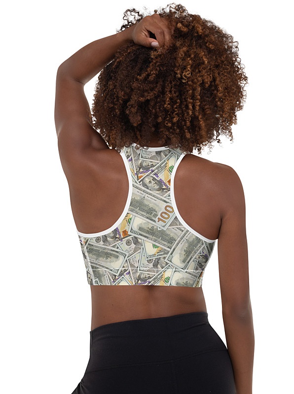 100 Dollar Bill Money Sports Bra - Sporty Chimp legging, workout