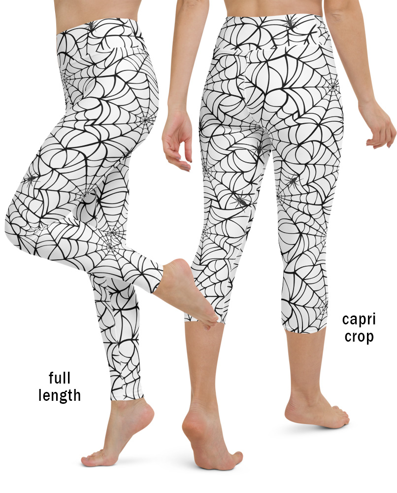 White Spider Web Print Pattern Women Leggings – Grizzshopping