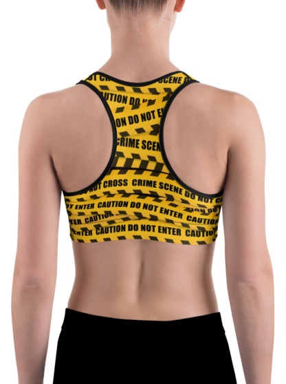 Warning Crime Scene Keep Out Caution Tape Sports Bra