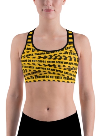 Warning Crime Scene Keep Out Caution Tape Sports Bra