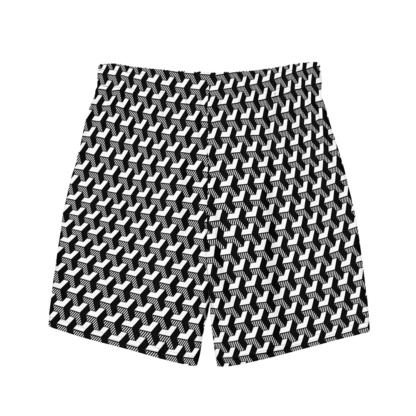 Black & White 3D Geometric Striped Swim Trunks for Men