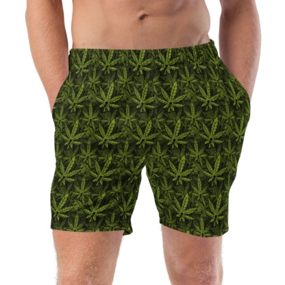 cannabis splif plant Marijuana Pot Leaf Swim Trunks for Men Swimming Shorts