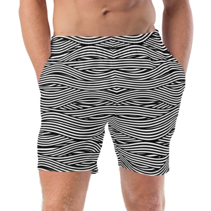 Spaghetti Striped Bandage Swim Trunks for Men Shorts Bathing Suit Swimming