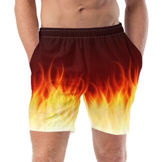 Running Flame Fire Swim Trunks for Men