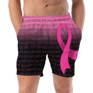 Pink Ribbon Breast Cancer Swim Trunks for Men
