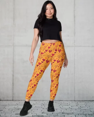 Gold Heart Leggings with Pockets