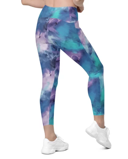 Watercolor Painted Leggings with Pockets