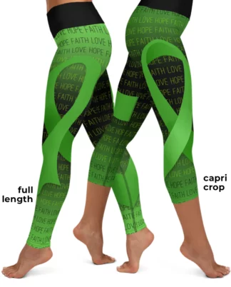 Faith Love Hope Green Ribbon Liver Cancer Yoga Leggings