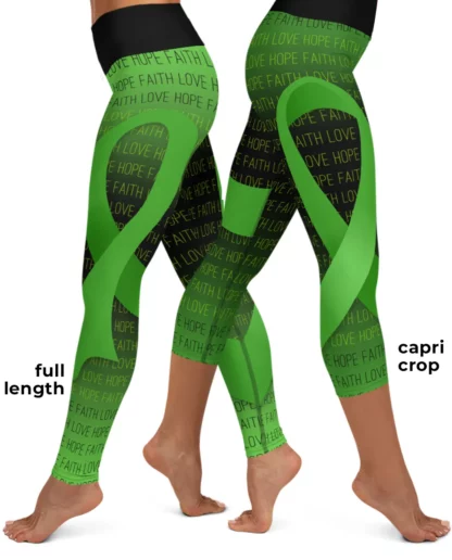 Faith Love Hope Green Ribbon Liver Cancer Yoga Leggings